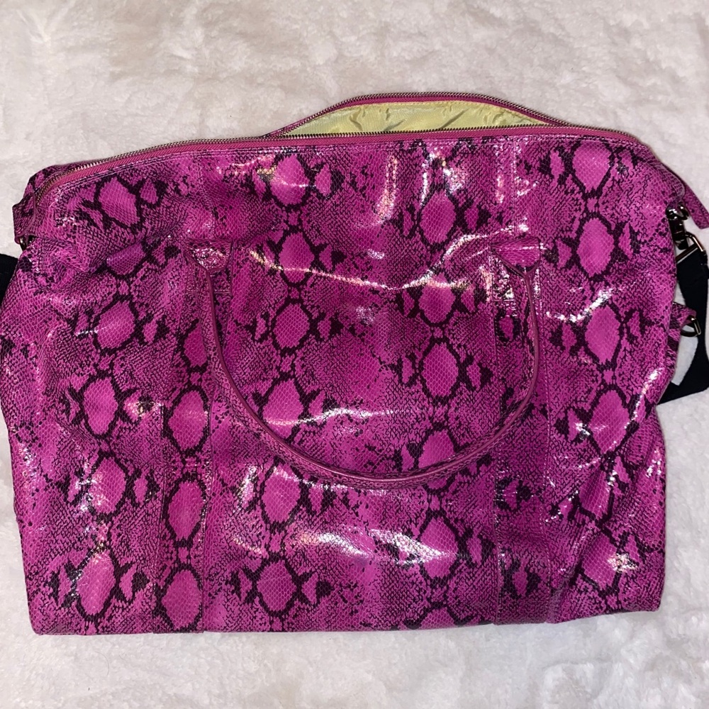 Pink Snakeskin Latico Weekender Tote